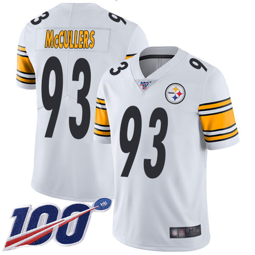 Men Pittsburgh Steelers Football #93 Limited White Dan McCullers Road 100th Season Vapor Untouchable Nike NFL Jersey->pittsburgh steelers->NFL Jersey
